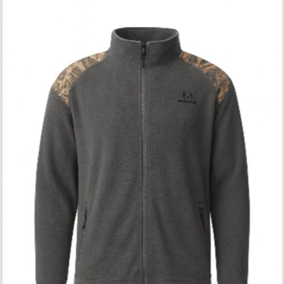 Ducks Unlimited Men’s Fleece Jacket XXL Gray Camo Shoulder Zip Outdoor Warm - Picture 11 of 12